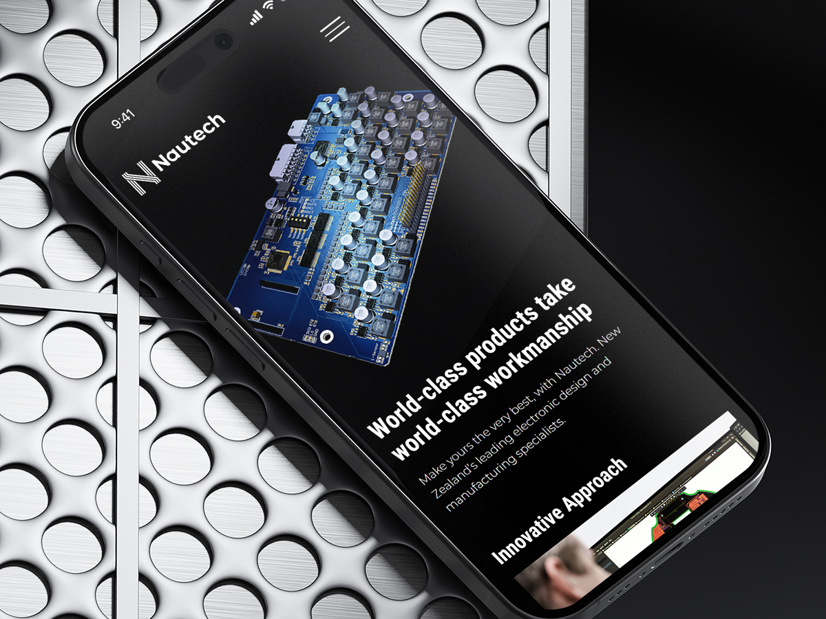 Nautech website displayed on mobile phones.