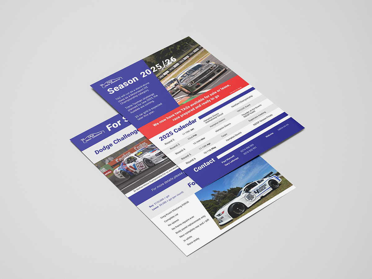 Info leaflet with cars to buy and event updates